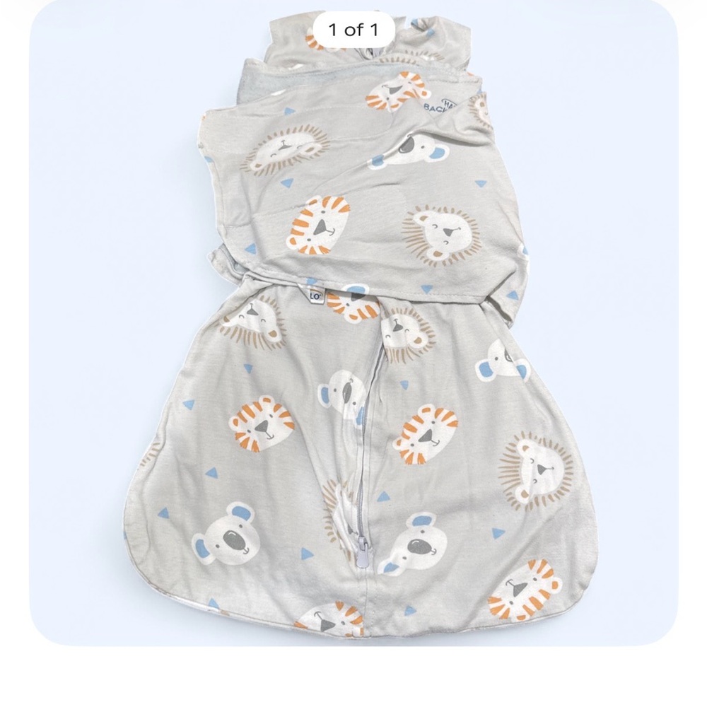 Halo Gray Sleep Sack with Orange and Blue Animal Faces 💜🩶